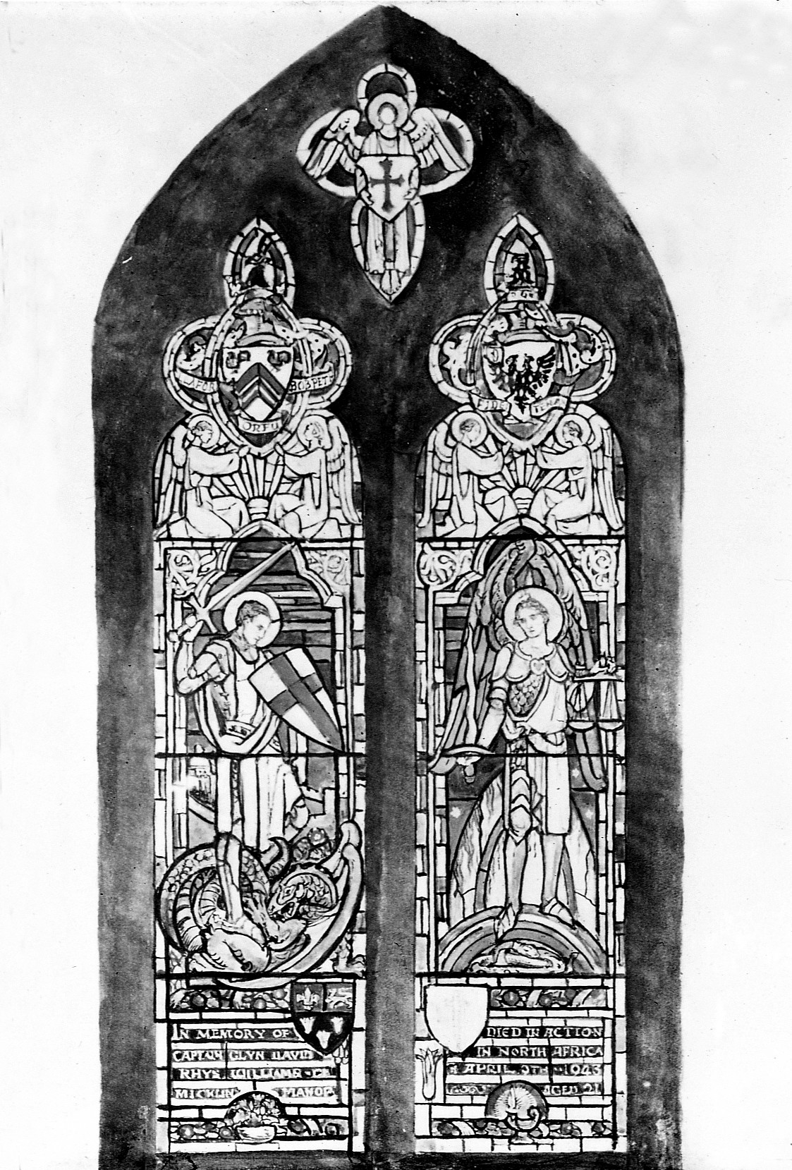 Design for memorial window for Glyn Rhys-Williams